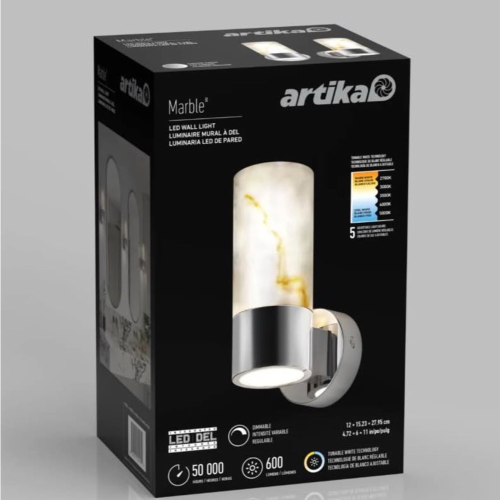 2x Artika Marble LED Wall Light